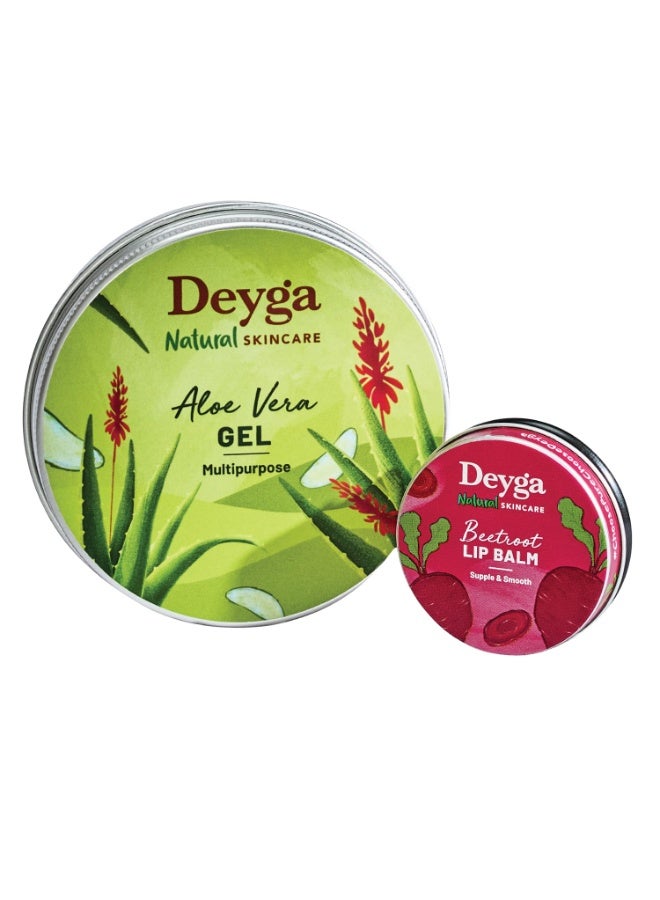 Deyga Daily Essentials Combo - Beetroot Lip Balm    10g+ Aloevera Gel 100g Multicolour, 2 Count - Image 1
